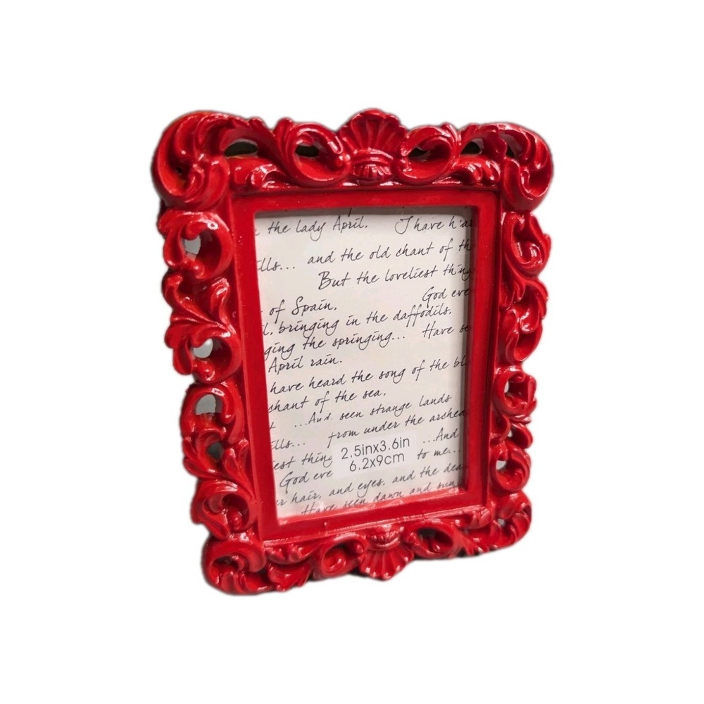 Michaels Ornate Baroque Red Rectangular Picture Frame - Small Tabletop 2.5x3.5